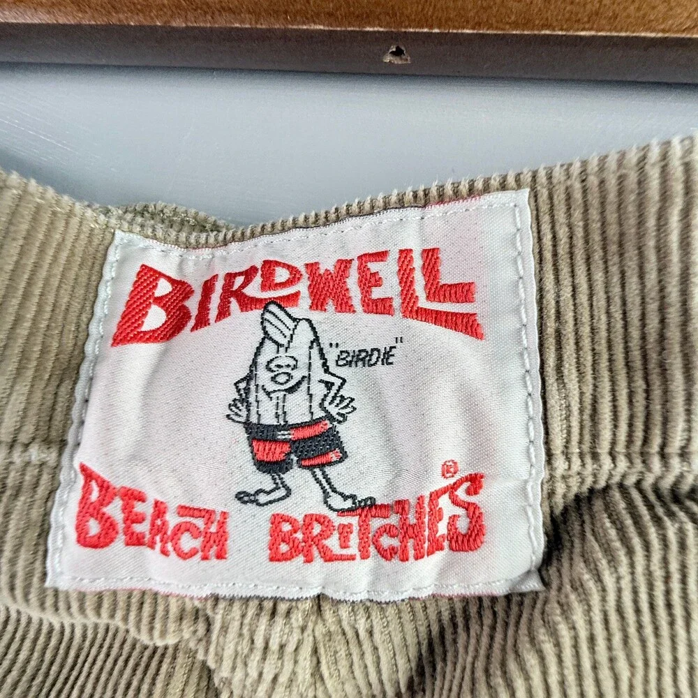 Birdwell Beach Britches Shorts Mens 41 Beige Corduroy USA Surf Button Fly